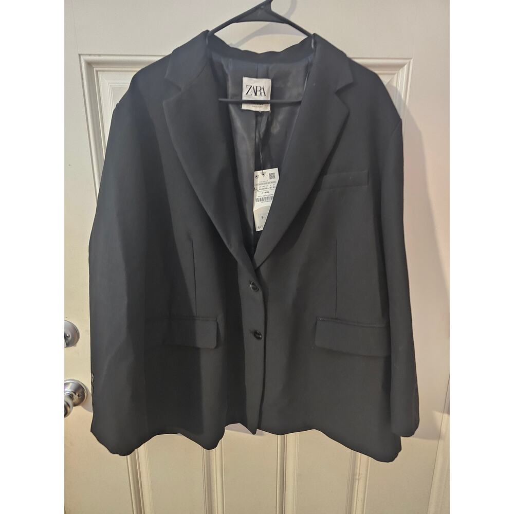 NWT Zara Straight Cut Blazer Black Women's Size M/L